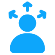 Person icon with three upward arrows.